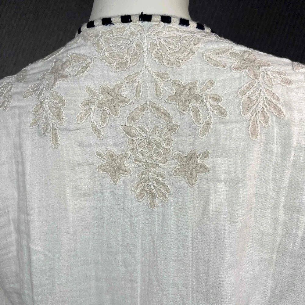 Sundance Marshmallow Embroidered Tassel Tie Open Front Bohemian Jacket‎ Womens L - Picture 10 of 12